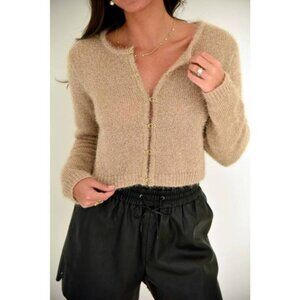Et Clet Gold Cropped Cardigan Sweater – Size M
